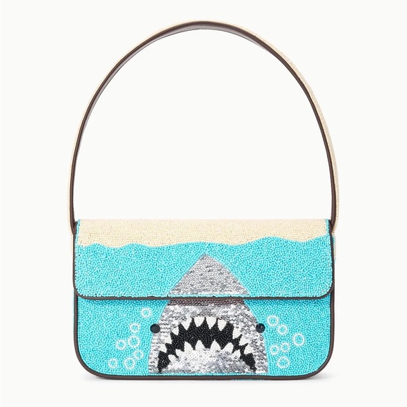 STAUD Handbags - STAUD BEADED TOMMY BAG VIRAL GREAT WHITE SHARK
